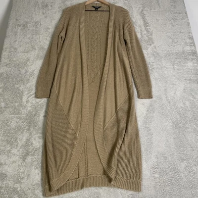 Simply Vera Wang Duster Cardigan Women’s Small Forest Brown Metallic Cable Knit - Image 1 of 4