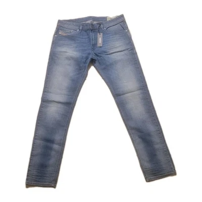 Jeans skinny slim masculino Diesel Thavar XP tamanho 33 X 32 azul claro lavagem denim novo com etiquetas - Imagem 1 de 4
