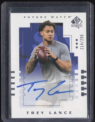 2021 SP Authentic Future Watch Trey Lance 214/299 Auto Autograph RC Rookie - Image 1 of 2