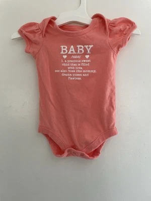 TCP Baby Girls Glitter Baby Graphic 100% Cotton Short Sleeve Bodysuit Coral 0-3M - Image 1 of 4