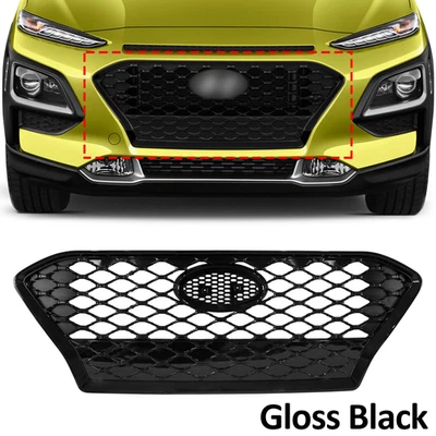 For 2018-2021 Hyundai Kona Black Front Bumper Radiator Glossy Grille 86350j9000 - Image 1 of 4