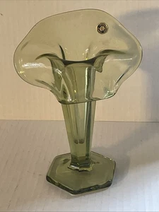 Vintage Westmoreland Jack in the Pulpit Avocado grüne Glasvase neu aus altem Lagerbestand 6,5 Zoll - Bild 1 von 11