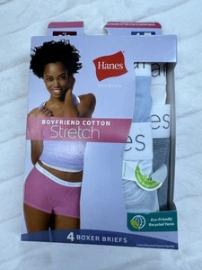 Hanes Boxer Briefs Womens Small Boyfriend Stretch Underwear 4 Pack Eco Yarn - Picture 1 of 9