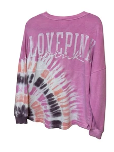 Victoria Secret Love PINKES Oversize-Sweatshirt Batik Rundhalsausschnitt Größe Medium - Bild 1 von 5