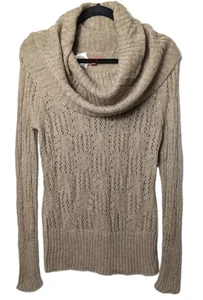 Suéter de Lana Cuello Capucha ELLE Talla S Acanalado Tejido Abierto Manga Larga Pullover Y2K - Imagen 1 de 13