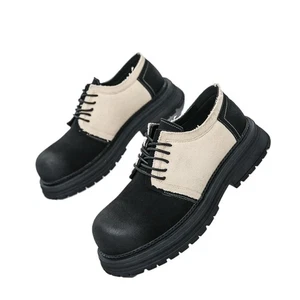 Zweifarbige robuste Canvas-Schnürschuhe Herren Industrie Arbeitskleidung inspiriert eleganter Schuh - Bild 1 von 16