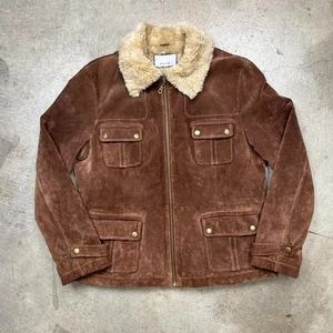 Vintage Y2K Maxima Wilsons braune Leder Wildleder Jacke Damen Medium Kunstfellbesatz - Bild 1 von 6