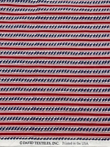 David Textiles Red White Blue Nautical Rope Stripe Fabric 1 yd - Picture 1 of 1
