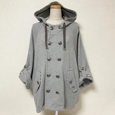 Burberry Sweat Poncho Capa Sudadera con Capucha Gris M Logo Caballo Bordado Usado Foto 1 de 4