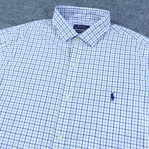 Polo Ralph Lauren Hemd Herren XL blau weiß kariert Classic Fit Performance Pony - Bild 1 von 13