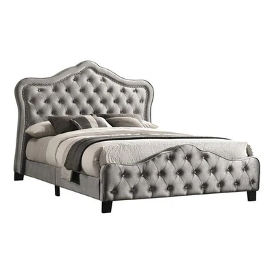 Bella Upholstered California King Panel Bed Grey - Image 1 of 3