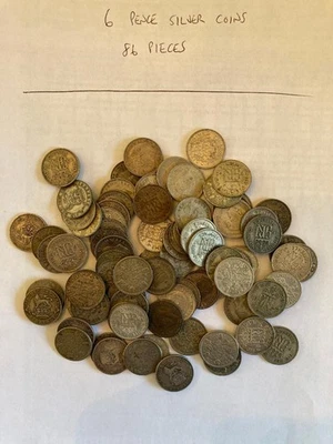 86 Великобритании серебряные монеты шесть пенсов - Изображение 1 из 3