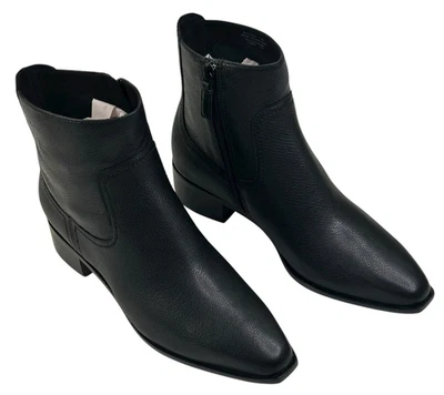 COLE HAAN Naia Black Leather Ankle Boots Womens Size 7B Side Zip New $200 A - Image 1 of 4