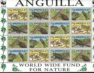 WWF MNH 1997 SC 968 16er Bogen WWF Anguilla Leguan Wert 40,00 $ - Bild 1 von 1