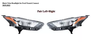 Pair Left+Right Side Black Trim Headlight for 19-23 Ford Transit Connect XL XLT - Picture 1 of 18