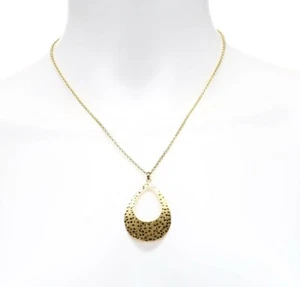 Argento Vivo Gold Plated Teardrop Pendant Necklace 137815 - Picture 1 of 3