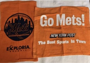 NY METS 2 SET ASCIUGAMANI RALLY SGA MLB BASEBALL CITI FIELD ARANCIONE NY POST - Foto 1 di 2