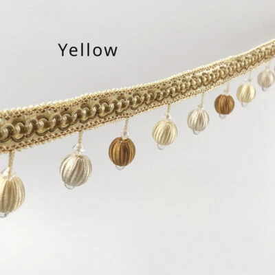 12M Ball Tassel Edging Beads Trim Craft Home Lampshade Curtain Furniture Decor - Image 1 of 4