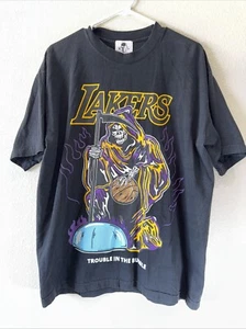 Warren Lotas Trouble In The Bubble Lakers Shirt L Rare Black Reaper LeBron AD - Picture 1 of 3