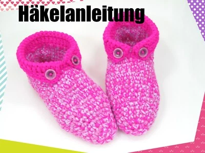 HANDWERKKUNST Häkelanleitung Puschen Hausschuhe Haussocken Damen+Herren Gr. 36/37 und 38/39
