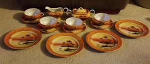 Lot Of 4 Lusterware China Plates, cups saucers, cream&sugar Japan Hand Painted - Picture 1 of 12