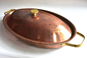 Wagner Fischbräter 35x22cm aus Kupfer und Edelstahl mit Deckel 1,6kg massiv oval - Bild 1 von 12
