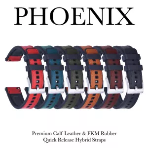 AUSVERKAUF Phoenix Hybrid Leder & FKM Kautschuk Schnellverschluss Uhrenarmbänder 20-24 mm - Bild 1 von 35