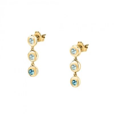 Orecchini MORELLATO TESORI ETERNI SAXN18 Donna Argento Dorato Topazi Azzurri - Immagine 1 di 2
