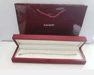 White gold finish Tennis Bracelet finish with Created Diamond gift box - Picture 1 of 2
