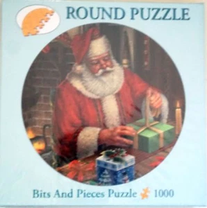 ~ New Bits & Pieces Jigsaw  26.6" Round Holiday Santa Puzzle 1000 Pieces  ~ - Afbeelding 1 van 1