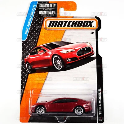 2015 Matchbox TESLA MODEL S #7 red - MBX Adventure City -  1:64 Mattel CFV94 - Image 1 of 3