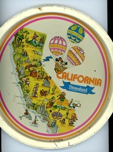 Tin California Disneyland Tray Vtg Disney Walt Plate Souvenir Mickey Map Donald - Picture 1 of 7