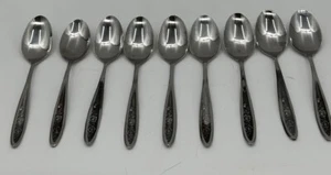 Ekco Eterna Country Garden Stainless 9 Teaspoons Dinner Flatware Silverware - Picture 1 of 8