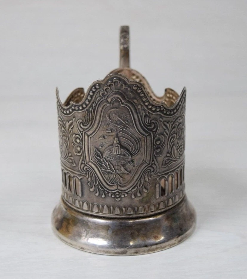 Vintage Collectible USSR PODSTAKANNIK Glass Cup Holder Russian Space Program - Image 1 of 4