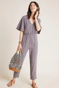 Anthropologie Cloth & Stone Gulpiyuri Jumpsuit Gr. L Large Chambray grau Flatter - Bild 1 von 10