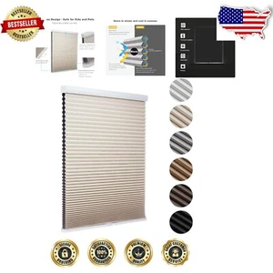 Effortless Privacy with Cordless Blackout Shades - 28"w x 64"h Beige Blinds - Picture 1 of 9