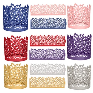 Portavelas Tealight 25/50 piezas corte láser papel envoltura forma hoja decoración fiesta - Imagen 1 de 14
