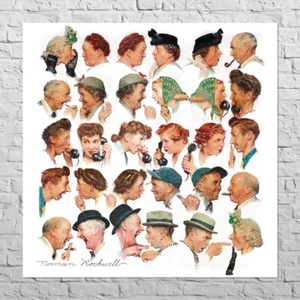 Poster The Gossips, 1948 | 18x18" size | Norman Rockwell retro wall art USA 40s - Picture 1 of 4