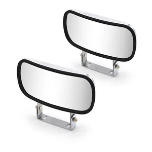 Pair Convex Mirror Stainless Steel Fit Truck View Manual Over Door 4x8mm Bracket - Foto 1 di 12