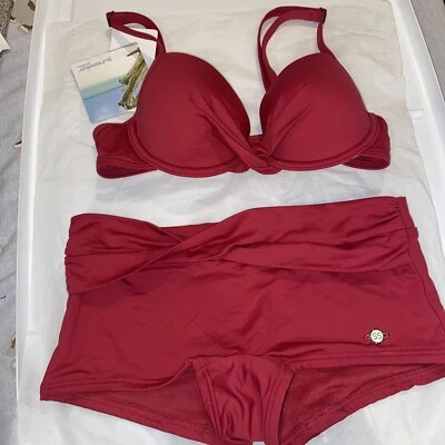 Sunseeker Rio Rojo Twist Front Niño Bikini Corto Traje de Baño Dos Piezas Talla 4 Tazas B/C Foto 1 de 4