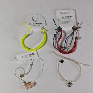 Lot Of 6 Pura Vida Bracelet Anklets Anchor Shell Neon Green Red White - Picture 1 of 8