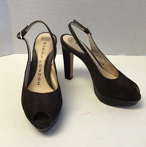 Sacha London Womens Size 5.5M Brown Suede Slingback Platforms Hand Made In Spain - Picture 1 of 15