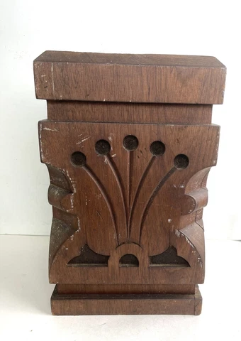 Antique wooden column Hand carved square 12.75”H x7.75”W Cover