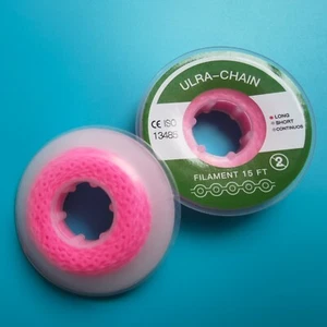 2 piezas ortodoncia dental cadena eléctrica bandas elásticas tirantes largos rosa 15 pies - Imagen 1 de 7