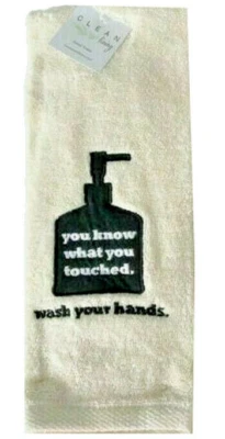 Toalla de mano Avanti lava tus manos bordada habitación baño marfil baño Foto 1 de 4