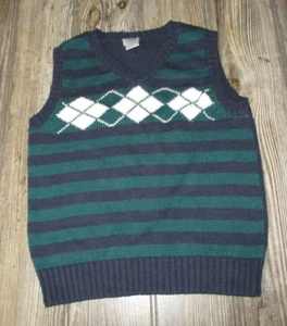 George Toddler Boys Navy Blue Green White Sweater Vest Size 4T - Picture 1 of 7