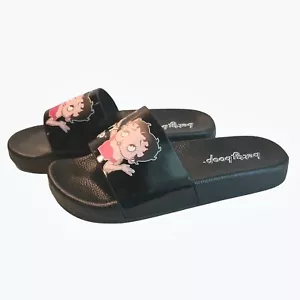 Betty Boop Womens Black Sandals Size 5 USA Selfie Slides - Picture 1 of 12
