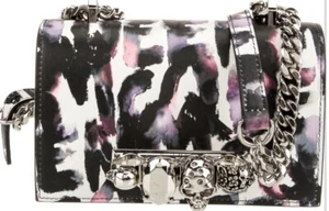 Alexander McQueen Jewel Skull Knuckle Satchel Chain Bag Watercolor Graffiti - Picture 1 of 16