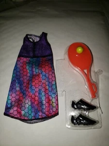 NEW BARBIE DOLLCAREERS, TENNIS PLAYER DRESS, RAQUET,TENNIS BALL,SHOES - Picture 1 of 4