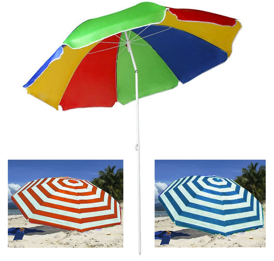 Garden Beach Patio Tilting Umbrella Parasol Sunshade UPF UV Protection Hook Base - Image 1 of 1
